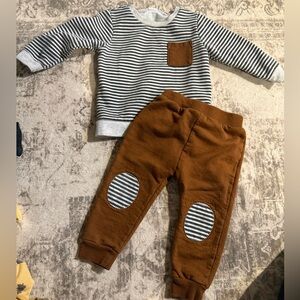Striped Gray and Brown Kids Bottoms Set